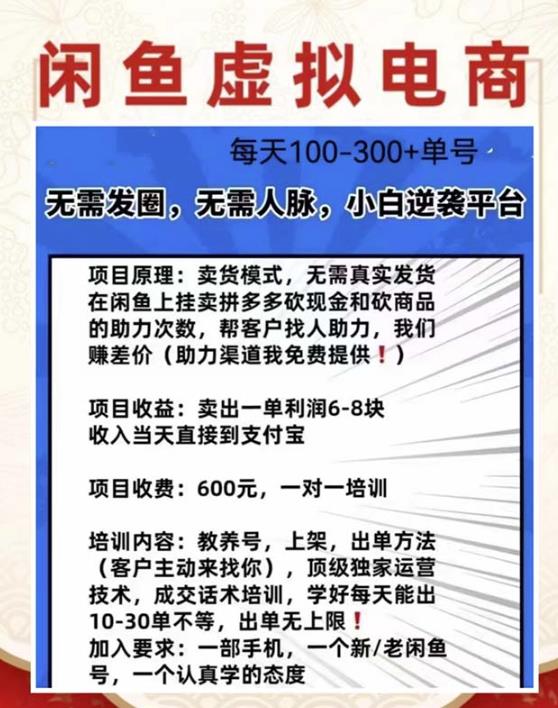 外边收费600多的闲鱼新玩法虚似电商之拼多多助力项目，单号100-300元-网赚项目众筹网