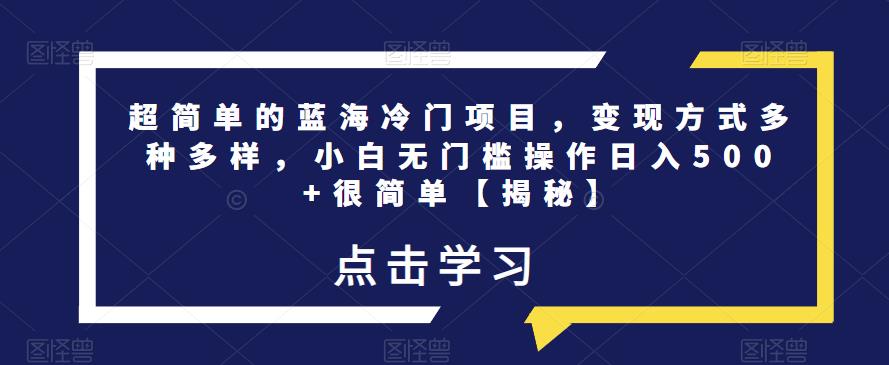 超简单的蓝海冷门项目，变现方式多种多样，小白无门槛操作日入500+很简单【揭秘】-网赚项目众筹网