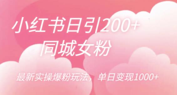 小红书日引200+同城女粉，最新实操爆粉玩法，单日变现1000+【揭秘】-网赚项目众筹网
