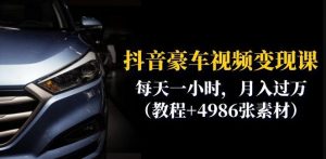 抖音豪车视频变现分享课:每天一小时,月入过万(教程+4986张素材)-网赚项目众筹网