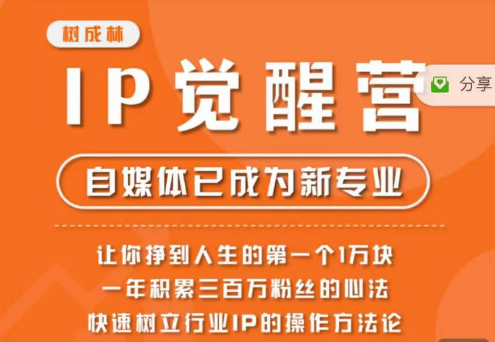 树成林·IP觉醒营，快速树立行业IP的操作方法论，让你赚到人生的第一个1万块-网赚项目众筹网