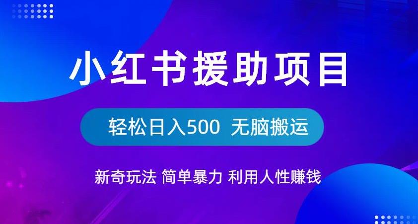 小红书援助项目新奇玩法，简单暴力，无脑搬运轻松日入500【揭秘】-网赚项目众筹网