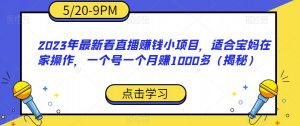 2023年最新看直播赚钱小项目,适合宝妈在家操作,一个号一个月赚1000多(揭秘)-网赚项目众筹网