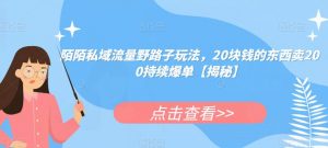 陌陌私域流量野路子玩法,20块钱的东西卖200持续爆单【揭秘】-网赚项目众筹网