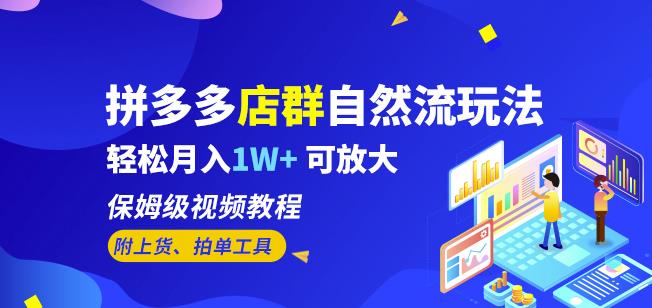 拼多多店群自然流玩法，轻松月入1W+保姆级视频教程（附上货、拍单工具）-网赚项目众筹网