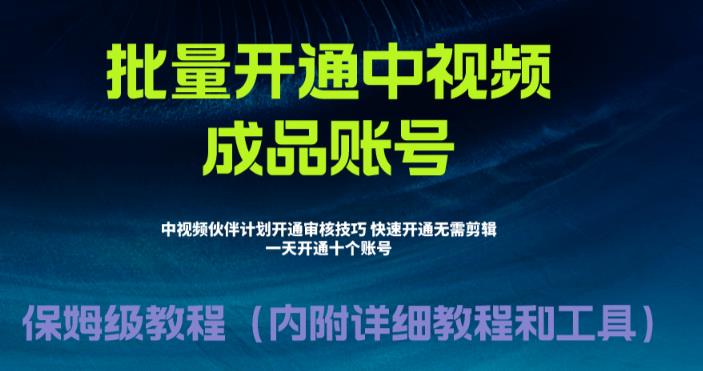 外面收费1980的暴力开通中视频计划教程，内附详细的快速通过中视频伙伴计划的办法-网赚项目众筹网