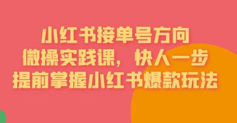 接单号方向·小红书微操实践课，快人一步，提前掌握小红书爆款玩法-网赚项目众筹网