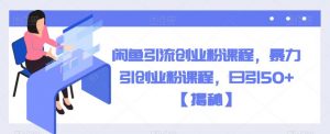 闲鱼引流创业粉课程,暴力引创业粉课程,日引50+【揭秘】-网赚项目众筹网