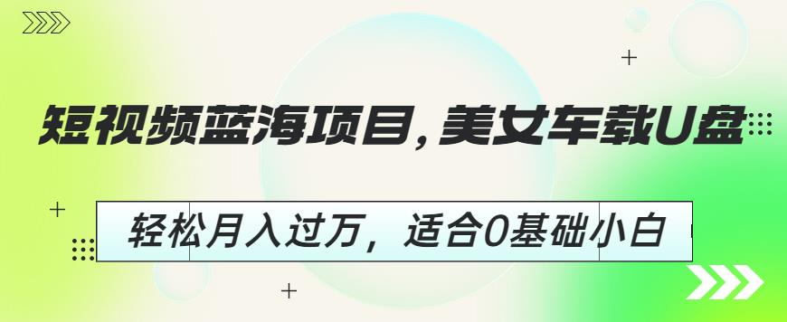 短视频蓝海项目，美女车载U盘，轻松月入过万，适合0基础小白【揭秘】-网赚项目众筹网