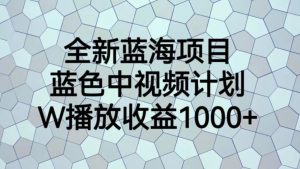 全新蓝海项目,蓝色中视频计划,1W播放量1000+【揭秘】-网赚项目众筹网