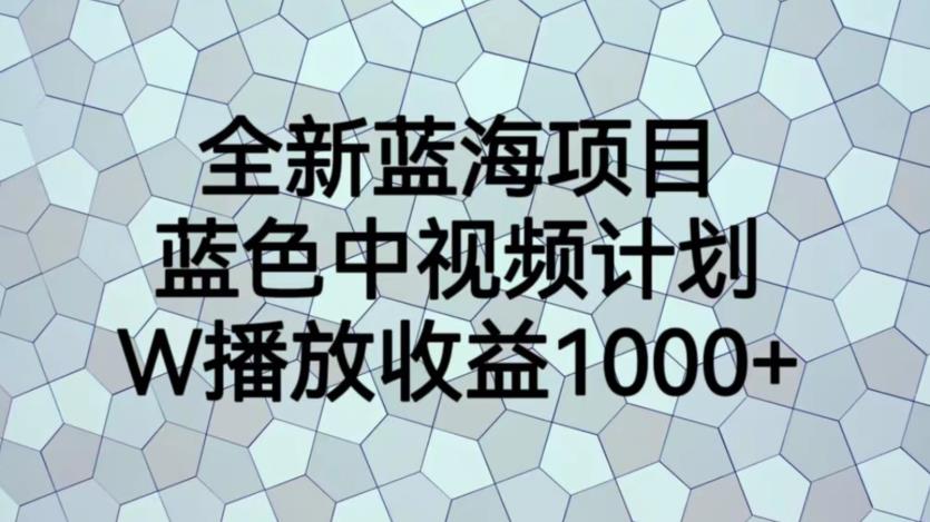 全新蓝海项目，蓝色中视频计划，1W播放量1000+【揭秘】-网赚项目众筹网