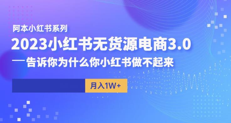 阿本小红书无货源电商3.0，告诉你为什么你小红书做不起来-网赚项目众筹网