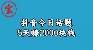 宝哥·风向标发现金矿,抖音今日话题玩法,5天赚2000块钱【拆解】-网赚项目众筹网
