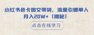 小红书色卡图文带货,流量引爆单人月入20W+【揭秘】-网赚项目众筹网