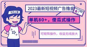 2023最新玩法短视频广告撸金,亲测单机收益80+,可矩阵,傻瓜式操作,小白可上手【揭秘】-网赚项目众筹网