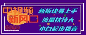 中视频新风口,新板块易上手,流量扶持大,小白起步福音【揭秘】-网赚项目众筹网