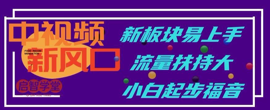 中视频新风口，新板块易上手，流量扶持大，小白起步福音【揭秘】-网赚项目众筹网