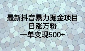 最新抖音暴力掘金项目,日涨万粉,一单变现500+【揭秘】-网赚项目众筹网