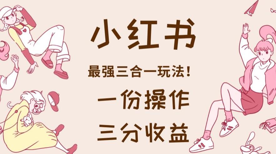 小红书最强三合一玩法，一份操作获得三份收益！【揭秘】-网赚项目众筹网
