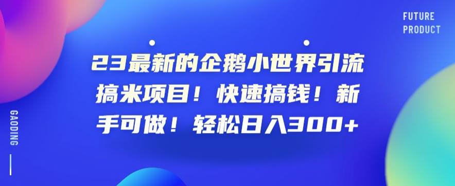 23最新的企鹅小世界引流搞米项目！快速搞钱！新手可做！轻松日入300+【揭秘】-网赚项目众筹网