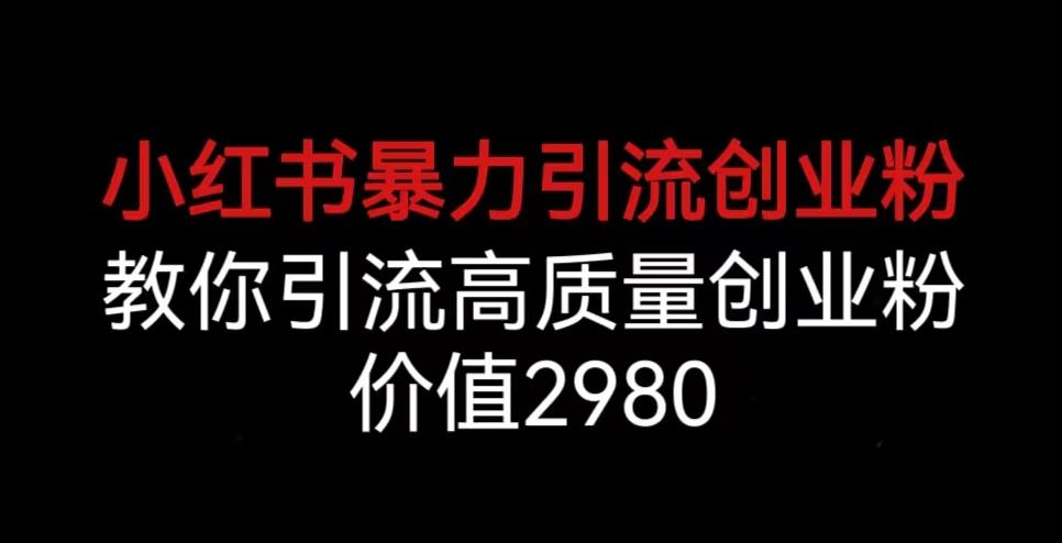 小红书暴力引流创业粉，教你引流高质量创业粉，价值2980【揭秘】-网赚项目众筹网