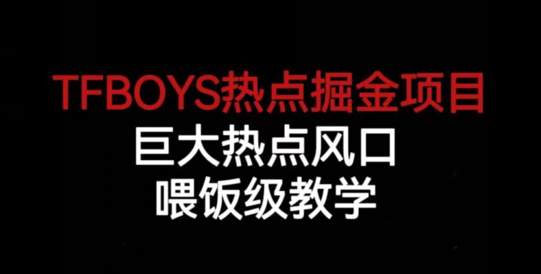 TFBOYS热点掘金项目，巨大热点风口，喂饭级教学-网赚项目众筹网