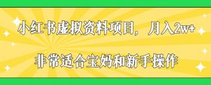 小红书虚拟资料项目,月入2w+,非常适合宝妈和新手操作【揭秘】-网赚项目众筹网