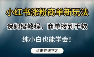 小红书涨粉商单新玩法,保姆级教程,商单接到手软,纯小白也能学会【揭秘】-网赚项目众筹网
