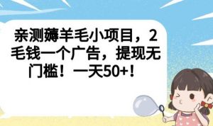 亲测薅羊毛小项目,2毛钱一个广告,提现无门槛!一天50+【揭秘】-网赚项目众筹网