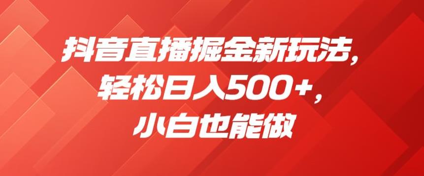 抖音直播掘金新玩法，轻松日入500+，小白也能做【揭秘】-网赚项目众筹网