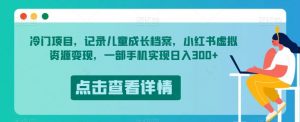 冷门项目,记录儿童成长档案,小红书虚拟资源变现,一部手机实现日入300+【揭秘】-网赚项目众筹网