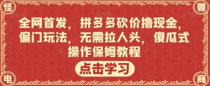 全网首发,拼多多砍价撸现金,偏门玩法,无需拉人头,傻瓜式操作保姆教程【揭秘】-网赚项目众筹网