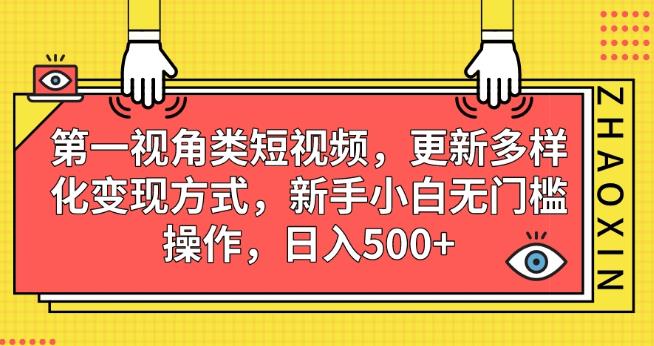 第一视角类短视频，更新多样化变现方式，新手小白无门槛操作，日入500+【揭秘】-网赚项目众筹网