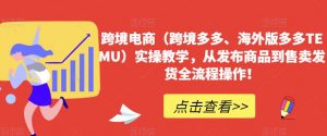 跨境电商(跨境多多、海外版多多TEMU)实操教学,从发布商品到售卖发货全流程操作!-网赚项目众筹网