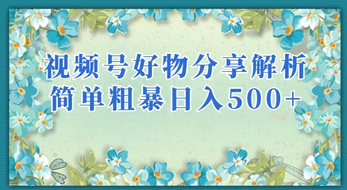 视频号好物分享解析，简单粗暴可以批量方大的项目【揭秘】-网赚项目众筹网