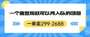 一单卖299-2688,一个靠复购就可以月入6k的暴利项目【揭秘】-网赚项目众筹网