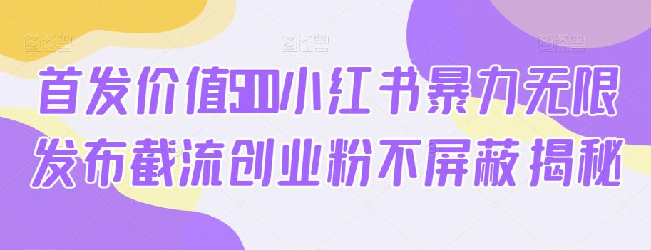 首发价值5100小红书暴力无限发布截流创业粉不屏蔽揭秘-网赚项目众筹网