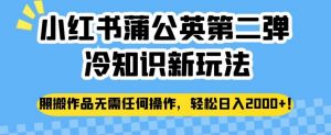 小红书蒲公英第二弹冷知识新玩法,照搬作品无需任何操作,轻松日入2000+【揭秘】-网赚项目众筹网
