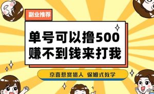 一号撸500,最新拉新app!赚不到钱你来打我!京喜最强悬赏猎人!保姆式教学-网赚项目众筹网