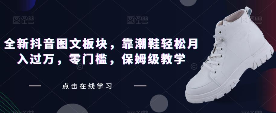 全新抖音图文板块，靠潮鞋轻松月入过万，零门槛，保姆级教学【揭秘】-网赚项目众筹网