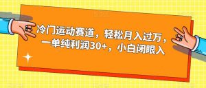 冷门运动赛道,轻松月入过万,一单纯利润30+,小白闭眼入【揭秘】-网赚项目众筹网