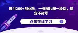日引200+创业粉，一张图片配一段话，稳定不封号【揭秘】-网赚项目众筹网