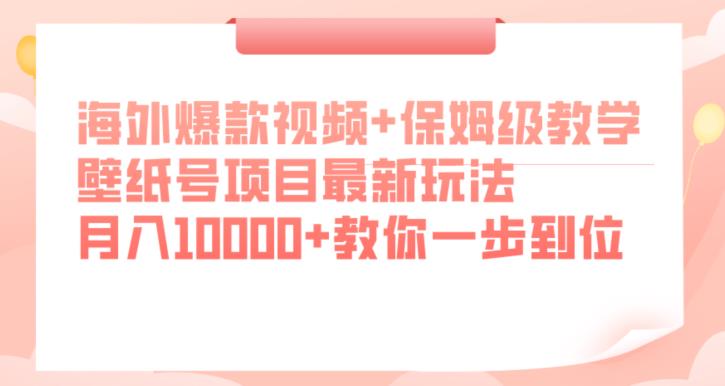 海外爆款视频+保姆级教学，壁纸号项目最新玩法，月入10000+教你一步到位【揭秘】-网赚项目众筹网