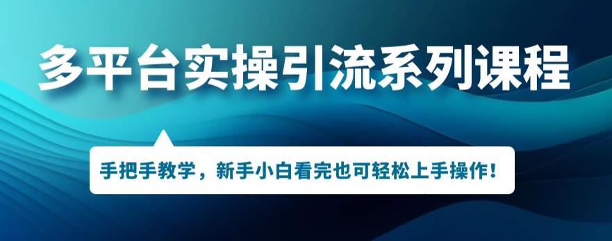 多平台引流实操系列课程，新手小白看完也可轻松上手进行引流操作-网赚项目众筹网