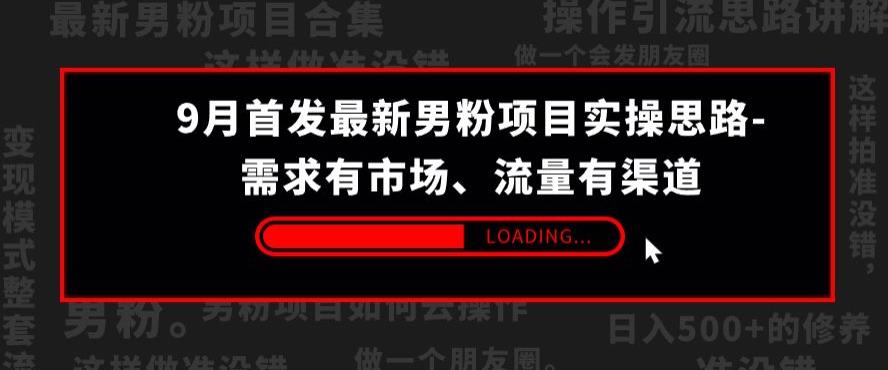 9月首发最新男粉项目实操思路-需求有市场，流量有渠道【揭秘】-网赚项目众筹网