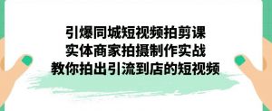 引爆同城短视频拍剪课，实体商家拍摄制作实战，教你拍出引流到店的短视频-网赚项目众筹网