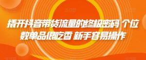 撬开抖音带货流量的终极密码 个位数单品很吃香 新手容易操作-网赚项目众筹网