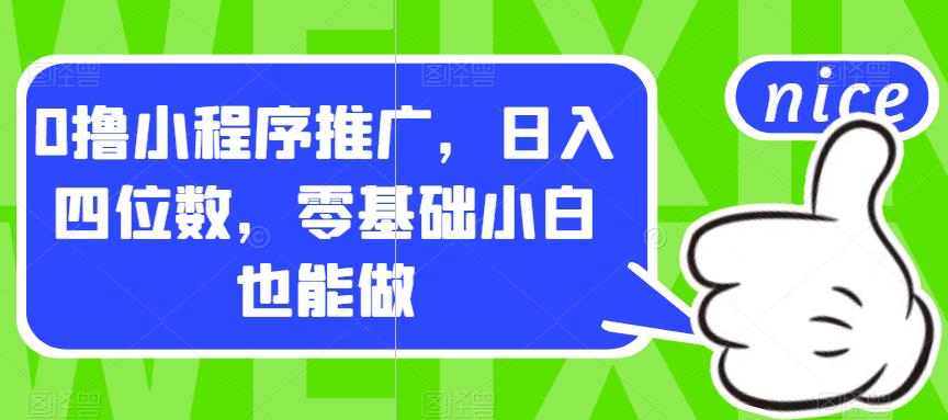0撸小程序推广，日入四位数，零基础小白也能做【揭秘】-网赚项目众筹网