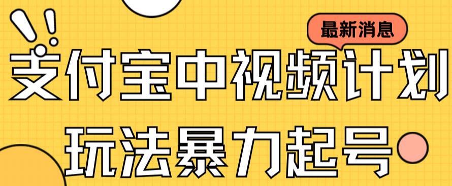 支付宝中视频玩法暴力起号影视起号有播放即可获得收益（带素材）-网赚项目众筹网