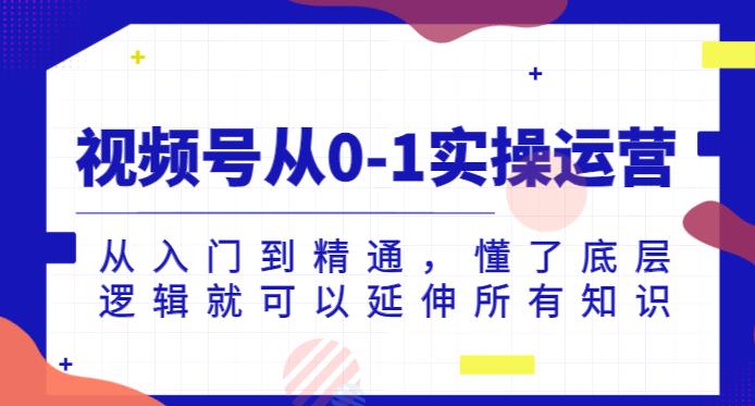 视频号从0-1实操运营，从入门到精通，懂了底层逻辑就可以延伸所有知识-网赚项目众筹网